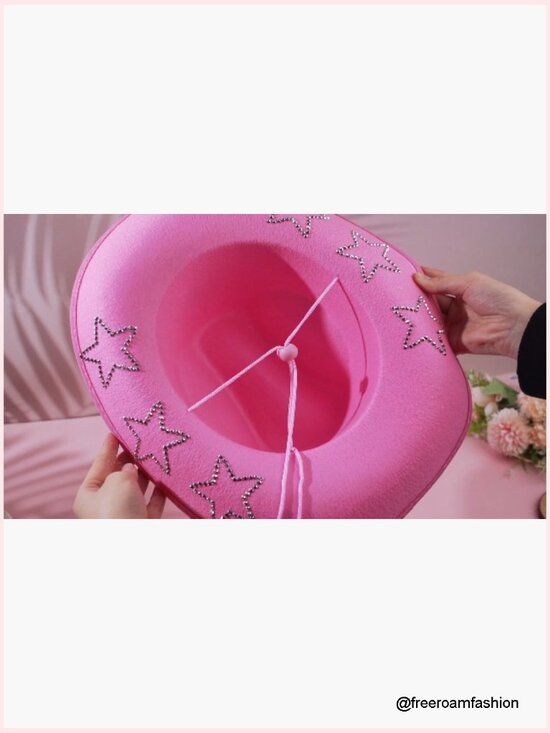 Rhinestone Cowboy Hat with Drawstring Fits 58 cm Head